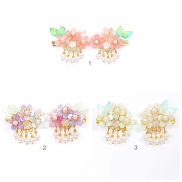 フラワーモチーフヘアクリップ ヘアアクセサリー レディースヘアクリップ 髪飾り フラワー 花 タッセル