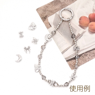立体メタルビーズ 月モチーフ メタリックビーズ 通し穴あり 10×13mm（4ヶ）