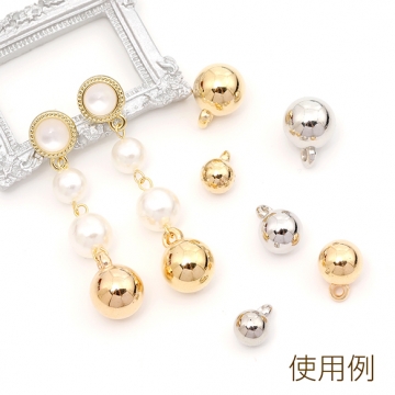CCB丸玉チャーム メッキアクリルビーズ  丸型ビーズチャーム ビーズボールチャーム 1カン付き 8mm （30ヶ）