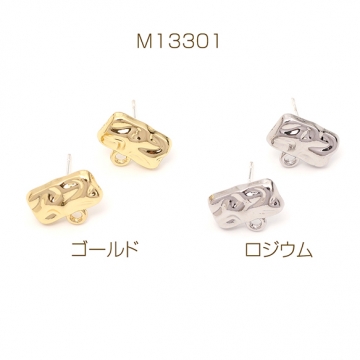 ピアス金具 デザインピアス 凹凸幾何学型 シルバーポスト 合金 ゴールド キャッチ付き 10×12mm (4ヶ)