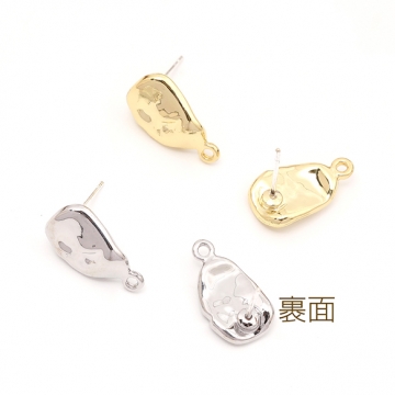 ピアス金具 デザインピアス カン付きキャッチ付き シルバーポスト 合金 ゴールド 9×17mm (4ヶ)