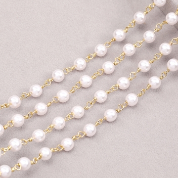 ハンドメイドチェーン パールビーズチェーン アクセサリーチェーン ネックレスチェーン （長さ1m）