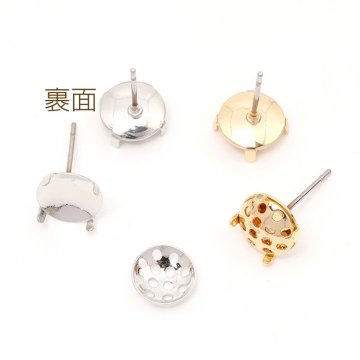 シャワーピアス金具 シャワー台付きピアスポスト ステンレス芯 シャワー直径8mm  1ペア