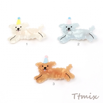 アニマルへアピン 犬 トイプードル アクリルへアピン キッズへアピン ヘアクリップ  4.2×5.9cm  2個セット