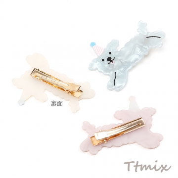アニマルへアピン 犬 トイプードル アクリルへアピン キッズへアピン ヘアクリップ  4.2×5.9cm  2個セット