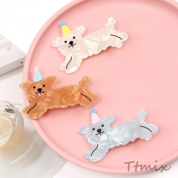 アニマルへアピン 犬 トイプードル アクリルへアピン キッズへアピン ヘアクリップ  4.2×5.9cm  2個セット