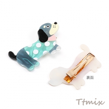 アニマルへアピン 犬 ビーグル アクリルへアピン キッズへアピン ヘアクリップ  3.2×5.7cm  2個セット
