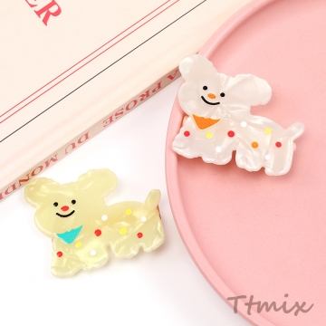 アニマルへアピン 犬 ビションフリーゼ アクリルへアピン キッズへアピン ヘアクリップ  4×4.8cm  2個セット