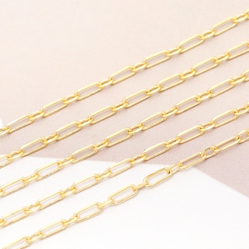 メタルチェーン オーバルチェーン ネックレスチェーン アクセサリーチェーン 色落ちしにくい 18Kゴールドメッキ 銅製（長さ1m）