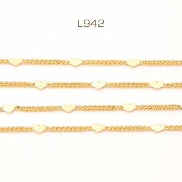 メタルチェーン ハートプレート付き キヘイチェーン ネックレスチェーン アクセサリーチェーン 色落ちしにくい 18Kゴールドメッキ 銅製（長さ1m）