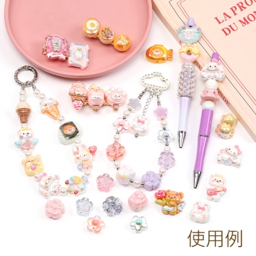 フラワービーズ アクリルビーズ フラワー 五弁花 通し穴あり オーロラ加工 アソート 15mm（4ヶ）