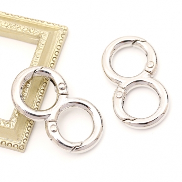 ダブルカラビナ 8の字 サークルカラビナ キーホルダー金具 キーリング リングフック キーロック 2連丸型 18×32mm（1ヶ）
