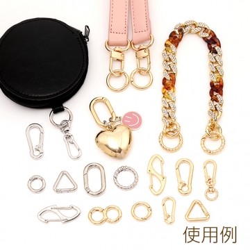 回転カラビナ フック キーホルダー金具 キーリング キーロック 回転カン付き 13×42mm（1ヶ）