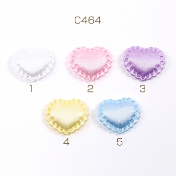 ハートアップリケ サテンハートワッペン ぷっくりハートアップリケ 貼付け可 縫付け可 パステルカラー 23×27mm