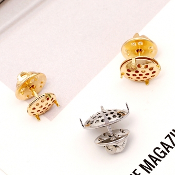 タックピン タイタックピン金具  シャワー台付き ネクタイピン スナップボタン ピンブローチ金具（1ヶ）