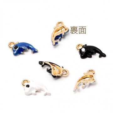 エポチャーム 立体イルカチャーム エポ加工いるかチャーム ドルフィンメタルチャーム フィシュチャーム 1カン付き 約6×11mm（4ヶ）