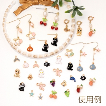 エポチャーム 立体魚チャーム エポ加工フィシュチャーム さかなメタルチャーム 熱帯魚チャーム 1カン付き 約7×8mm（4ヶ）