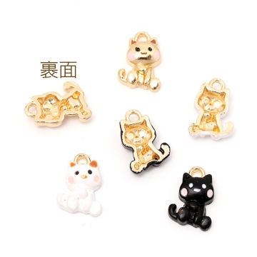 エポチャーム 猫チャーム ねこチャーム キャットチャーム ねこエポチャーム 猫メタルチャーム 1カン付き 約9×12mm（4ヶ）