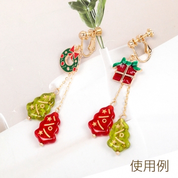 アクリルビーズ クリスマスツリーモチーフ アンティーク調ビーズ ヴィンテージ風ビーズ 縦穴 約11×17mm （20ヶ）