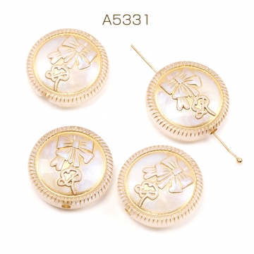 アクリルビーズ コイン型ビーズ アンティーク調ビーズ コインモチーフ 通し穴あり 約23mm（20ヶ）