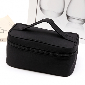 収納ポーチ コスメバッグ トートバッグ ハンドバッグ ファスナータイプ ブラック 約9×12×21cm（1ヶ）