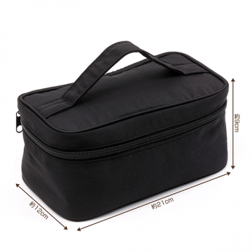 収納ポーチ コスメバッグ トートバッグ ハンドバッグ ファスナータイプ ブラック 約9×12×21cm（1ヶ）