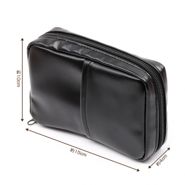 収納ポーチ 小銭入れ 小物入れ ミニウォレット PUレザー ファスナータイプ ブラック 約4×10×15cm（1ヶ）