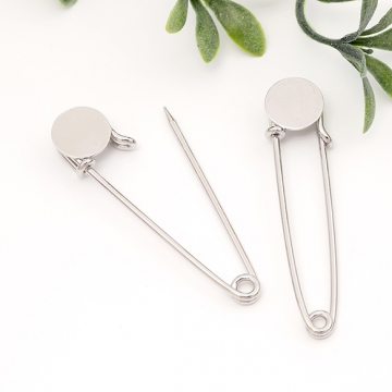 カブトピン カブトピンブローチ金具 平皿付き 約13×57mm 平皿約12mm（2ヶ）