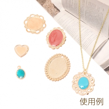 ミール皿チャーム オーバル 楕円形 1穴あり ゴールド 内径約13×18mm（20ヶ）