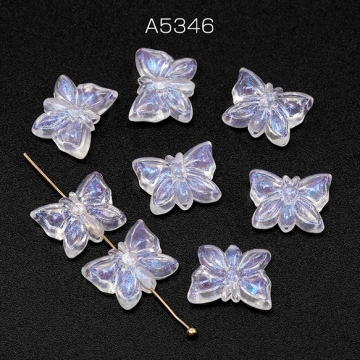 アクリルビーズ 蝶ビーズ バタフライビーズ 蝶モチーフ 縦穴 約11×14mm（30ヶ）