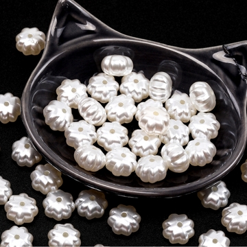 バロック調パールビーズ アクリル製 カボチャ型 通し穴あり 約12mm（30ヶ）