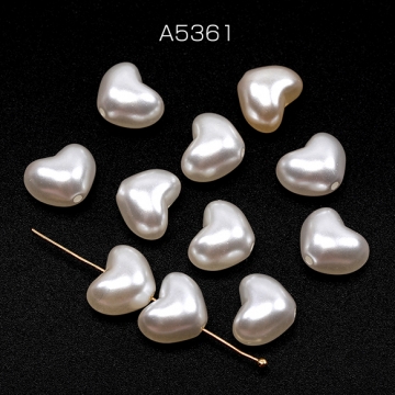 バロック調パールビーズ アクリル製 ハート型 通し穴あり 約10×12mm（30ヶ）