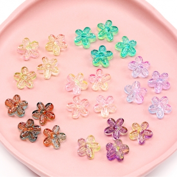 アクリルビーズ フラワービーズ 五弁花 通し穴あり グラデーションカラー 約15mm（20ヶ）