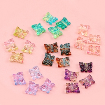 アクリルビーズ 蝶ビーズ バタフライビーズ 通し穴あり グラデーションカラー 約11×14mm（20ヶ）
