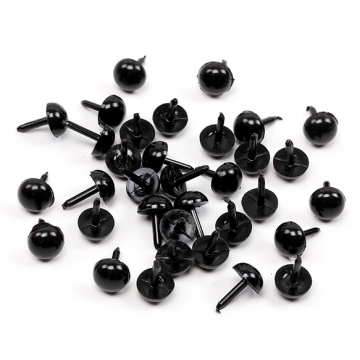 差込型眼球ボタン アクリル製 アニマルアイパーツ ぬいぐるみ目玉 差し込み目玉 黒 ブラック 約8mm（20ヶ）