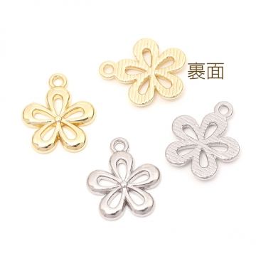 メタルフラワーチャーム 金属フラワーチャーム フラワー 花型 五弁花 合金製 1カン付き 約15×18mm（4ヶ）