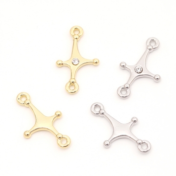 コネクターパーツ フラッシュスターコネクターチャーム ラインストーン付き 上下2カン付き 約12×20mm（4ヶ）
