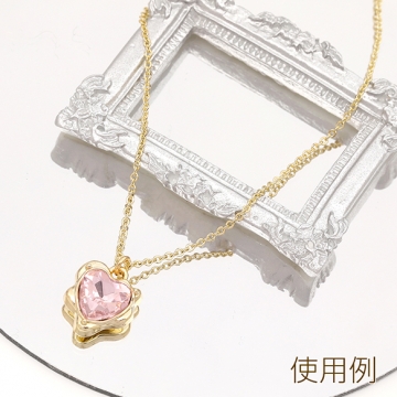 ハートチャーム フレームガラスチャーム ガラスストーンチャーム 1カン付き 約11×13mm（2ヶ）