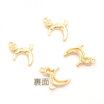 立体メタルチャーム 猫チャーム ねこチャーム キャットチャーム 猫メタルチャーム 1カン付き 約12×17mm（6ヶ）