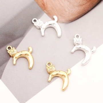 立体メタルチャーム 猫チャーム ねこチャーム キャットチャーム 猫メタルチャーム 1カン付き 約12×17mm（6ヶ）