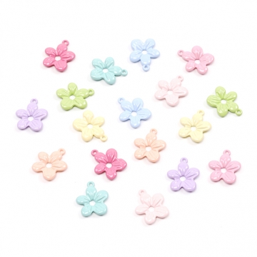 フラワーチャーム メタル花チャーム 合金製 塗装加工 五弁花 1カン付き 約13×15mm（6ヶ）