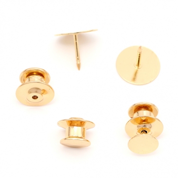 タックピン タイタックピン金具 平皿付き ネクタイピン スナップボタン ピンブローチ金具 ゴールド
