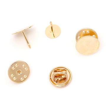 タックピン タイタックピン金具 平皿付き ネクタイピン スナップボタン ピンブローチ金具 ゴールド