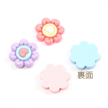 フラワー貼付けパーツ 樹脂製 立体花型パーツ フラワーモチーフデコパーツ 約20mm（10ヶ）