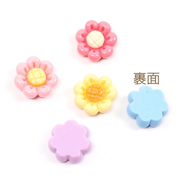 フラワー貼付けパーツ 樹脂製 立体花型パーツ フラワーモチーフデコパーツ 約18mm（10ヶ）