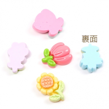 フラワー貼付けパーツ 樹脂製 立体花型パーツ フラワーモチーフデコパーツ