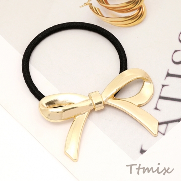 ヘアゴム ヘアアクセサリー リボンモチーフ ゴールド 約40×64mm（1ヶ）