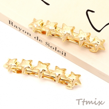 ヘアバレッタ 星形モチーフ 5連星形 ヘアアクセサリー ゴールド 約17×75mm