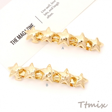 ヘアバレッタ 星形モチーフ 5連星形 ヘアアクセサリー ゴールド 約17×75mm