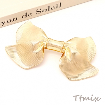 ヘアバレッタ リボンモチーフ ヘアアクセサリー ゴールド 約41×78mm（1ヶ）